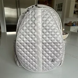 Oliver Thomas 24 + 7 Silver Quilted Drawstring Cinch Backpack Tennis Pickle NEW Oliver Thomas 24 + 7 Tennis Backpack – Saint Bernard main image 3